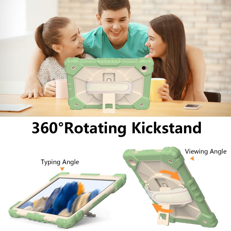 For Samsung Galaxy Tab A8 10.5 2021 X200 Contrast Color Robot Silicone + PC Tablet Case(Matcha Green+Beige) by bashfashion