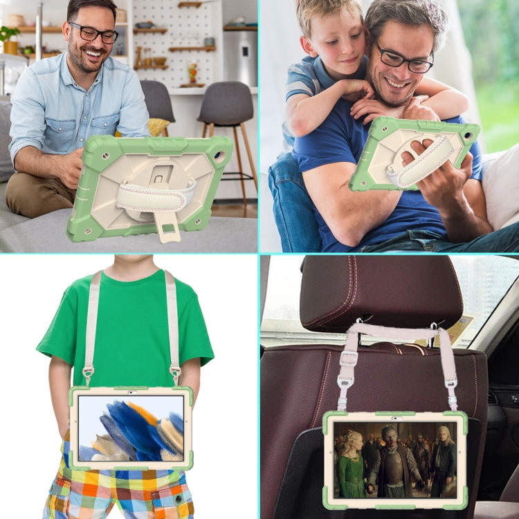 For Samsung Galaxy Tab A8 10.5 2021 X200 Contrast Color Robot Silicone + PC Tablet Case(Matcha Green+Beige) by bashfashion