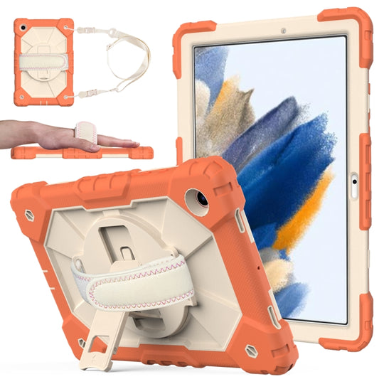 For Samsung Galaxy Tab A8 10.5 2021 X200 Contrast Color Robot Silicone + PC Tablet Case(Coral Orange+Beige) by bashfashion