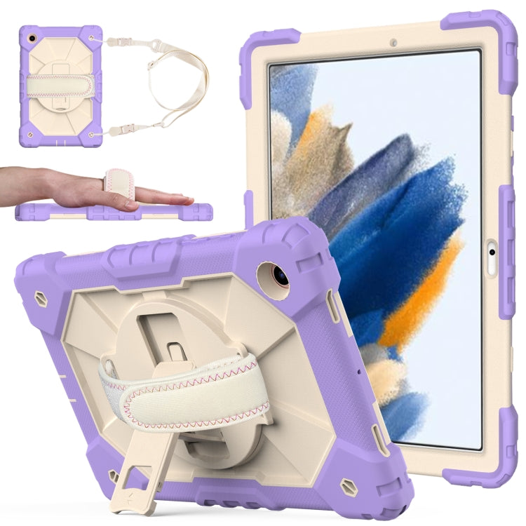 For Samsung Galaxy Tab A8 10.5 2021 X200 Contrast Color Robot Silicone + PC Tablet Case(Purple+Beige) by bashfashion