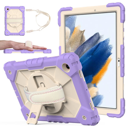 For Samsung Galaxy Tab A8 10.5 2021 X200 Contrast Color Robot Silicone + PC Tablet Case(Purple+Beige) by bashfashion