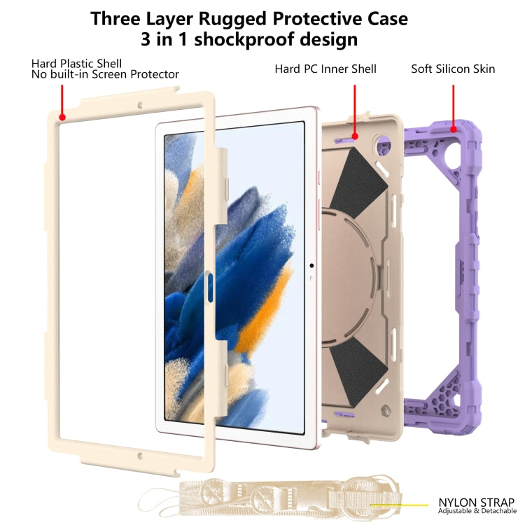 For Samsung Galaxy Tab A8 10.5 2021 X200 Contrast Color Robot Silicone + PC Tablet Case(Purple+Beige) by bashfashion