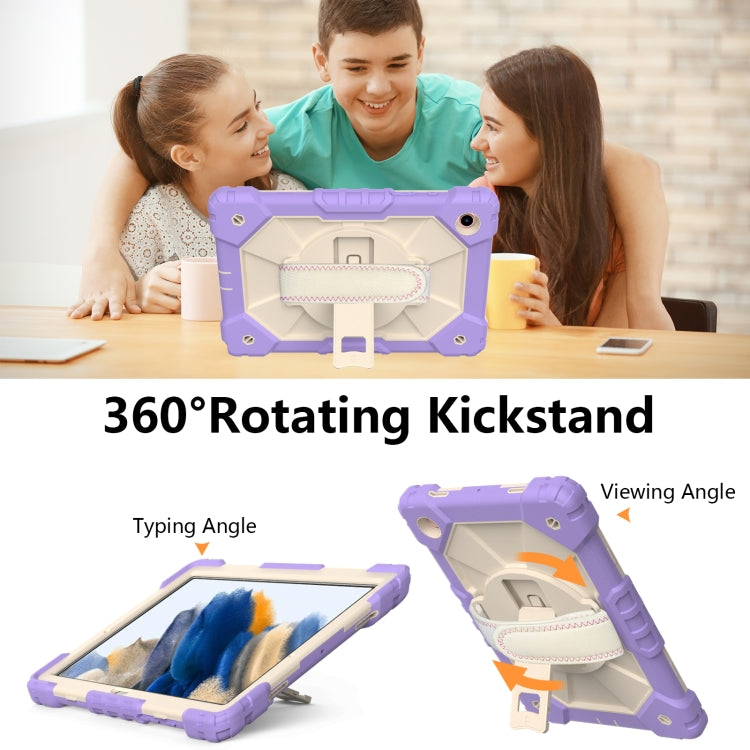 For Samsung Galaxy Tab A8 10.5 2021 X200 Contrast Color Robot Silicone + PC Tablet Case(Purple+Beige) by bashfashion