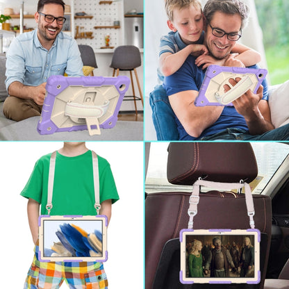 For Samsung Galaxy Tab A8 10.5 2021 X200 Contrast Color Robot Silicone + PC Tablet Case(Purple+Beige) by bashfashion