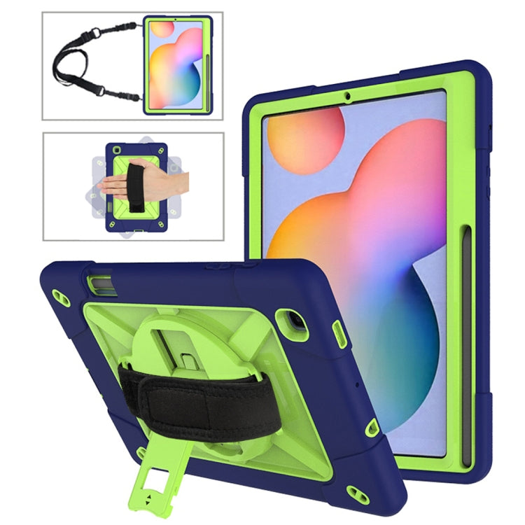 For Samsung Galaxy Tab S6 Lite P610 Contrast Color Robot Silicone + PC Tablet Case(Navy Blue Yellow Green) by bashfashion