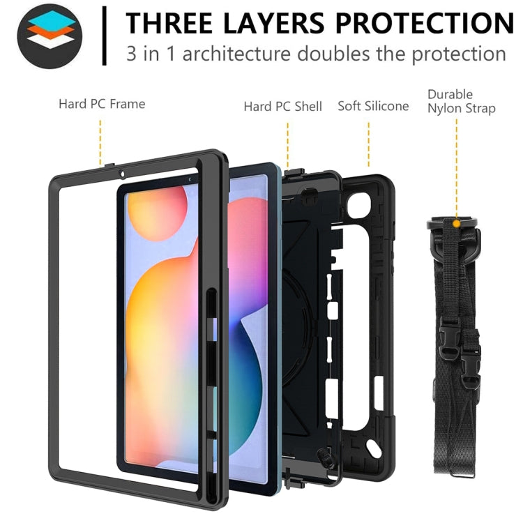 For Samsung Galaxy Tab S6 Lite P610 Contrast Color Robot Silicone + PC Tablet Case(Black) by bashfashion