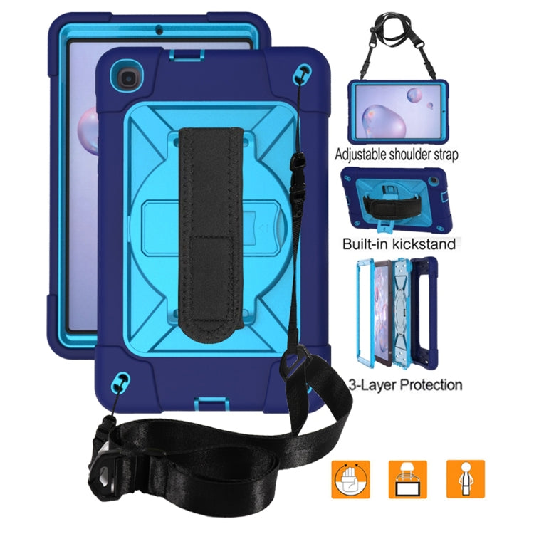 For Samsung Galaxy Tab A 8.4 T307 Contrast Color Robot Silicone + PC Tablet Case(Navy Blue) by bashfashion