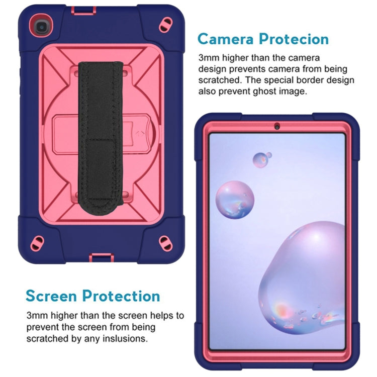 For Samsung Galaxy Tab A 8.4 T307 Contrast Color Robot Silicone + PC Tablet Case(Navy Blue Rose) by bashfashion