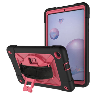 For Samsung Galaxy Tab A 8.4 T307 Contrast Color Robot Silicone + PC Tablet Case(Black Rose Red) by bashfashion