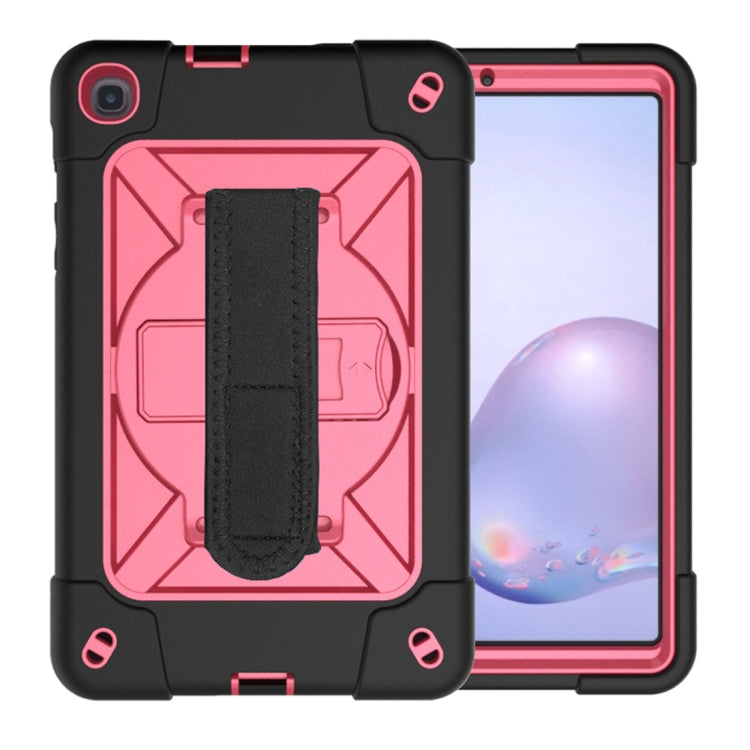 For Samsung Galaxy Tab A 8.4 T307 Contrast Color Robot Silicone + PC Tablet Case(Black Rose Red) by bashfashion