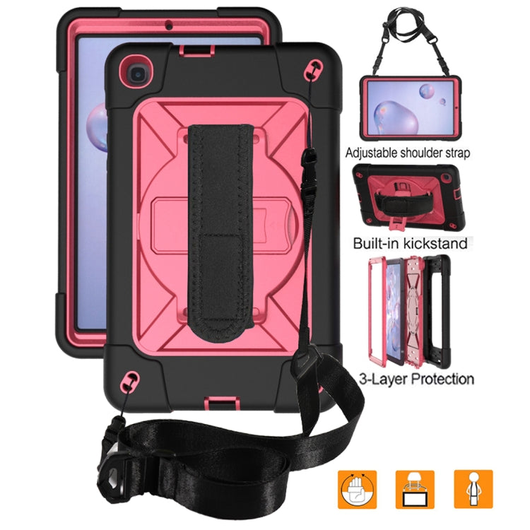 For Samsung Galaxy Tab A 8.4 T307 Contrast Color Robot Silicone + PC Tablet Case(Black Rose Red) by bashfashion