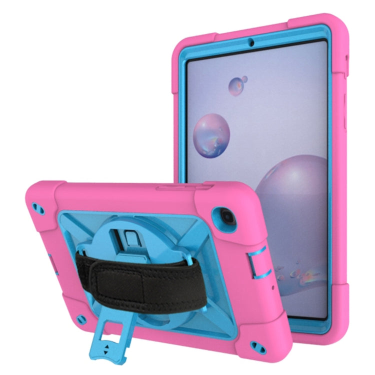 For Samsung Galaxy Tab A 8.4 T307 Contrast Color Robot Silicone + PC Tablet Case(Rose Red Blue) by bashfashion