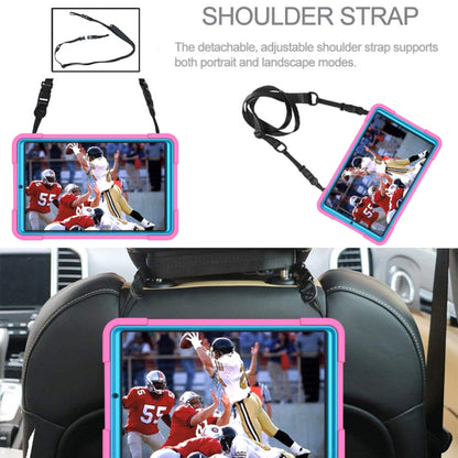 For Samsung Galaxy Tab A 8.4 T307 Contrast Color Robot Silicone + PC Tablet Case(Rose Red Blue) by bashfashion