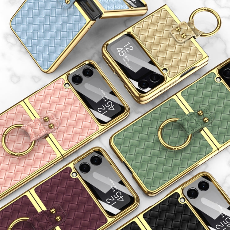 For Samsung Galaxy Z Flip4 GKK Weave Texture Electroplating Protective Phone Case(Blue) by GKK