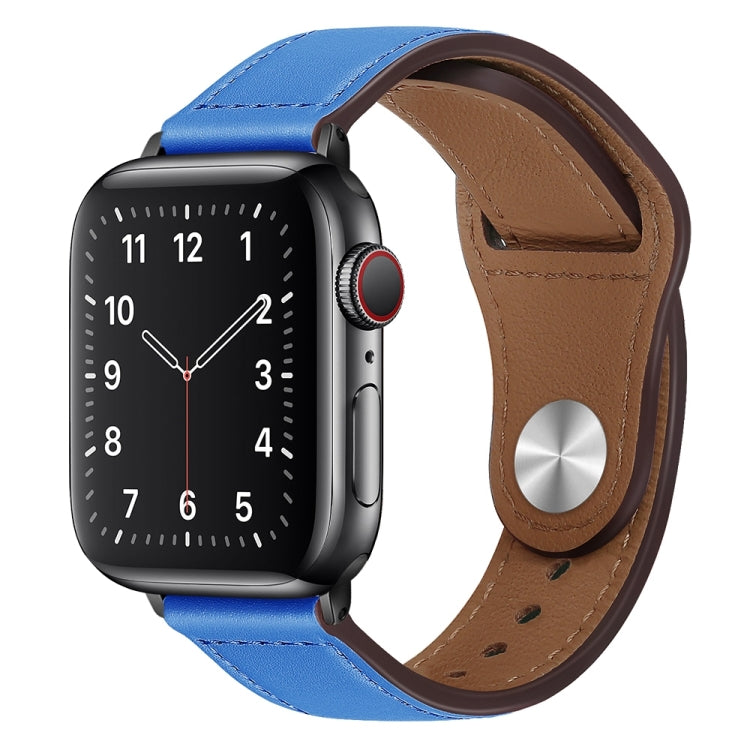 PU Leather Black Buckle Watch Band For Apple Watch Ultra 49mm&Watch Ultra 2 49mm / Series 9&8&7 45mm / SE 3&SE 2&6&SE&5&4 44mm / 3&2&1 42mm(Blue) by bashfashion