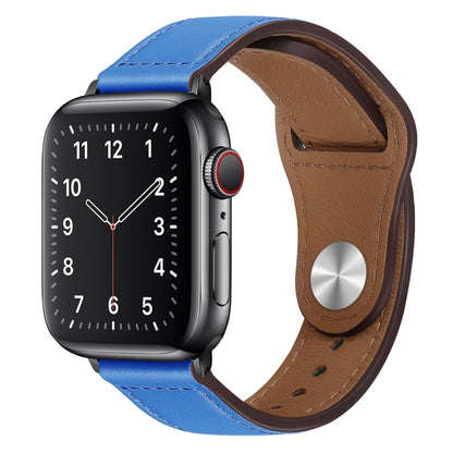 PU Leather Black Buckle Watch Band For Apple Watch Ultra 49mm&Watch Ultra 2 49mm / Series 9&8&7 45mm / SE 3&SE 2&6&SE&5&4 44mm / 3&2&1 42mm(Blue) by bashfashion