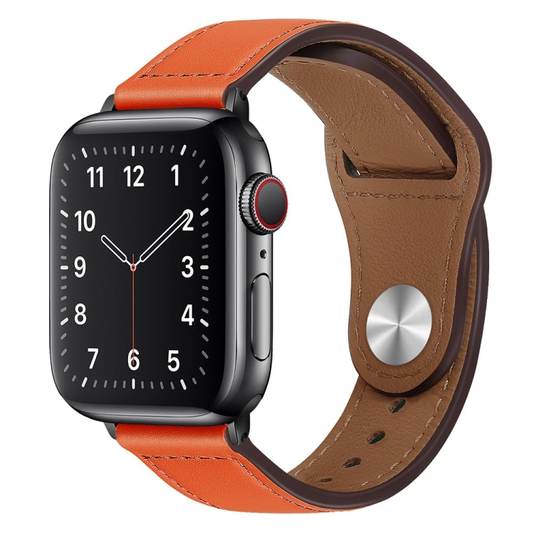 PU Leather Black Buckle Watch Band For Apple Watch Ultra 49mm&Watch Ultra 2 49mm / Series 9&8&7 45mm / SE 3&SE 2&6&SE&5&4 44mm / 3&2&1 42mm(Orange) by bashfashion