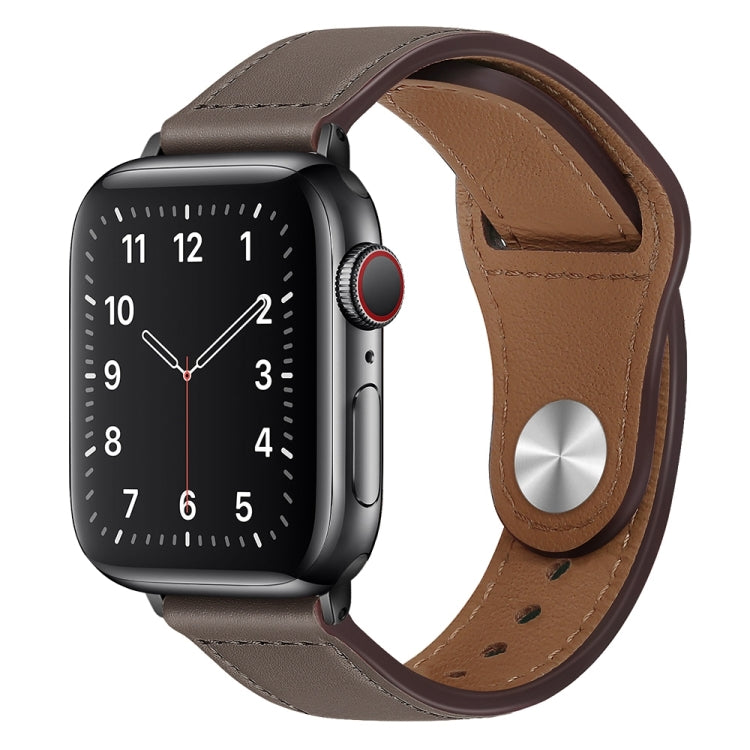 PU Leather Black Buckle Watch Band For Apple Watch Series 9&8&7 41mm / SE 3&SE 2&6&SE&5&4 40mm / 3&2&1 38mm(Grey Brown) by bashfashion
