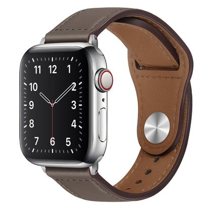 PU Leather Silver Buckle Watch Band For Apple Watch Series 9&8&7 41mm / SE 3&SE 2&6&SE&5&4 40mm / 3&2&1 38mm(Grey Brown) by bashfashion