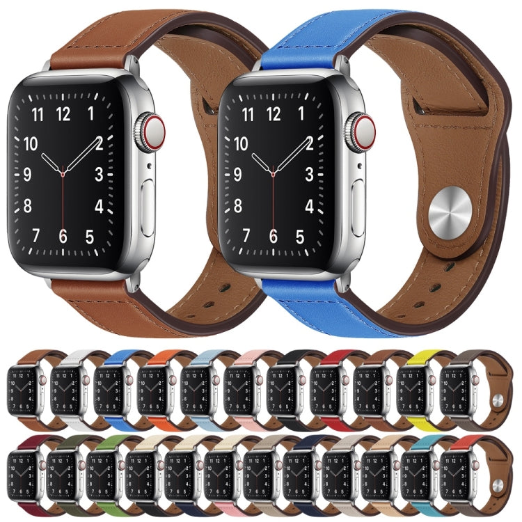 PU Leather Silver Buckle Watch Band For Apple Watch Series 9&8&7 41mm / SE 3&SE 2&6&SE&5&4 40mm / 3&2&1 38mm(Apricot) by bashfashion