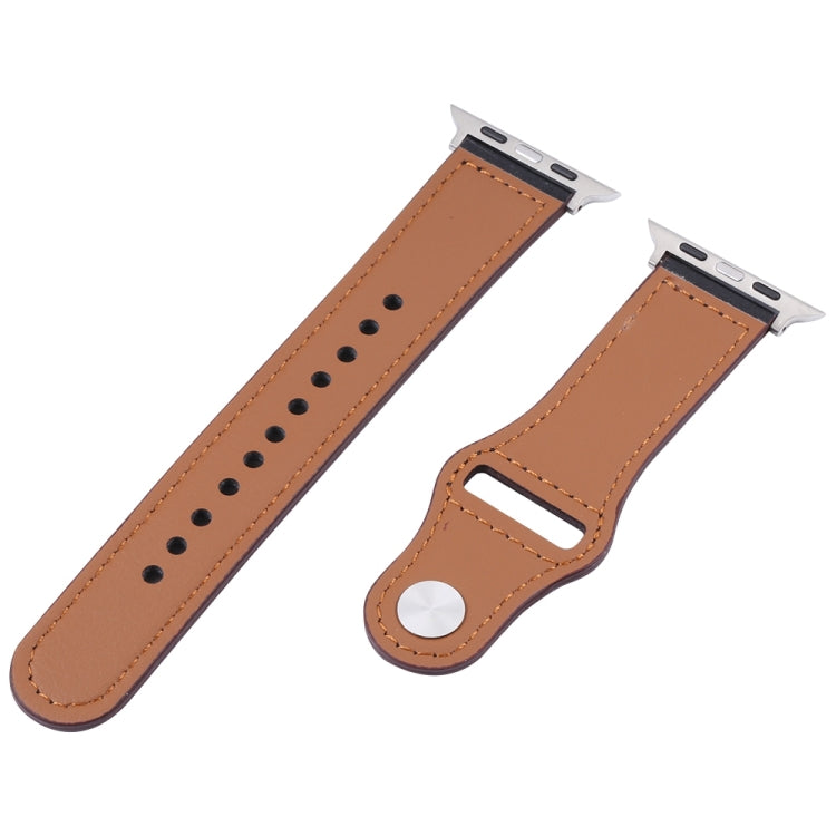 PU Leather Silver Buckle Watch Band For Apple Watch Series 9&8&7 41mm / SE 3&SE 2&6&SE&5&4 40mm / 3&2&1 38mm(Army Green) by bashfashion