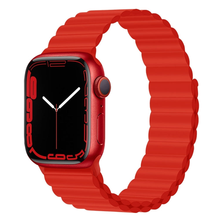 Silicone Magnet Watch Band For Apple Watch Ultra 49mm&Watch Ultra 2 49mm / Series 9&8&7 45mm / SE 3&SE 2&6&SE&5&4 44mm / 3&2&1 42mm(Red) by bashfashion