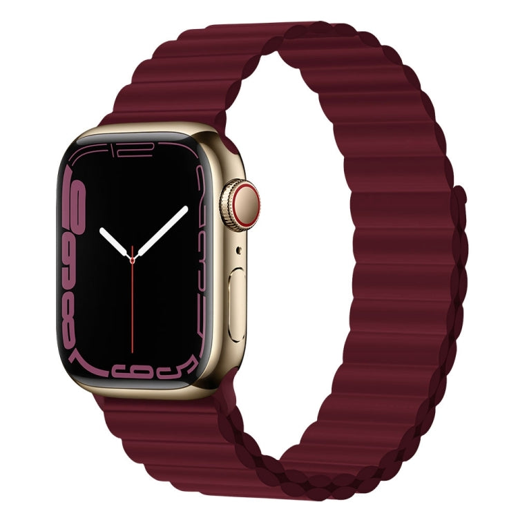 Silicone Magnet Watch Band For Apple Watch Ultra 49mm&Watch Ultra 2 49mm / Series 9&8&7 45mm / SE 3&SE 2&6&SE&5&4 44mm / 3&2&1 42mm(Wine Red) by bashfashion