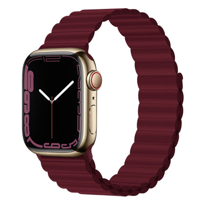Silicone Magnet Watch Band For Apple Watch Ultra 49mm&Watch Ultra 2 49mm / Series 9&8&7 45mm / SE 3&SE 2&6&SE&5&4 44mm / 3&2&1 42mm(Wine Red) by bashfashion