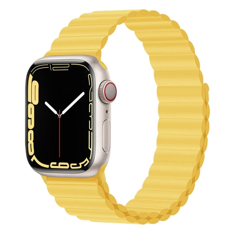 Silicone Magnet Watch Band For Apple Watch Ultra 49mm&Watch Ultra 2 49mm / Series 9&8&7 45mm / SE 3&SE 2&6&SE&5&4 44mm / 3&2&1 42mm(Yellow) by bashfashion