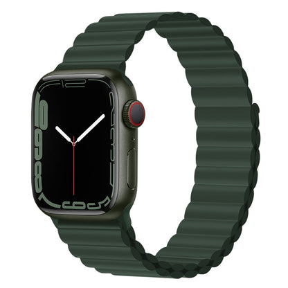 Silicone Magnet Watch Band For Apple Watch Ultra 49mm&Watch Ultra 2 49mm / Series 9&8&7 45mm / SE 3&SE 2&6&SE&5&4 44mm / 3&2&1 42mm(Dark Green) by bashfashion
