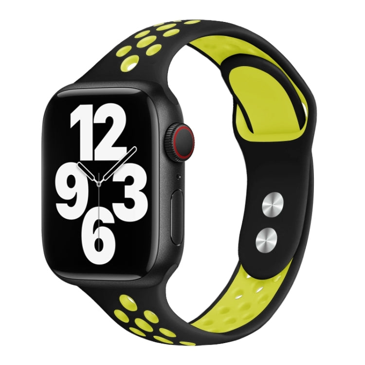 Double Nail Small Waist Watch Band For Apple Watch Ultra 49mm&Watch Ultra 2 49mm / Series 9&8&7 45mm / SE 3&SE 2&6&SE&5&4 44mm / 3&2&1 42mm(Black Fluorescent Yellow) by bashfashion