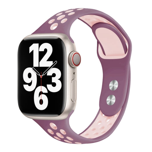 Double Nail Small Waist Watch Band For Apple Watch Ultra 49mm&Watch Ultra 2 49mm / Series 9&8&7 45mm / SE 3&SE 2&6&SE&5&4 44mm / 3&2&1 42mm(Purple Pink) by bashfashion