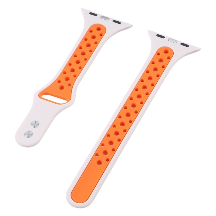 Double Nail Small Waist Watch Band For Apple Watch Ultra 49mm&Watch Ultra 2 49mm / Series 9&8&7 45mm / SE 3&SE 2&6&SE&5&4 44mm / 3&2&1 42mm(White Black) by bashfashion