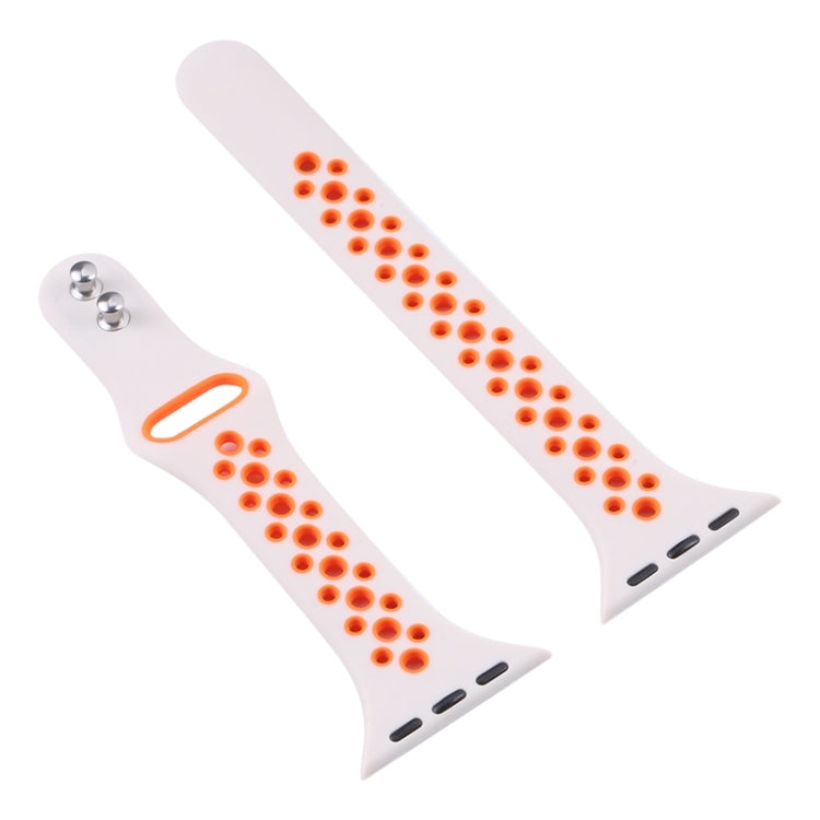 Double Nail Small Waist Watch Band For Apple Watch Series 9&8&7 41mm / SE 3&SE 2&6&SE&5&4 40mm / 3&2&1 38mm(White Pink) by bashfashion