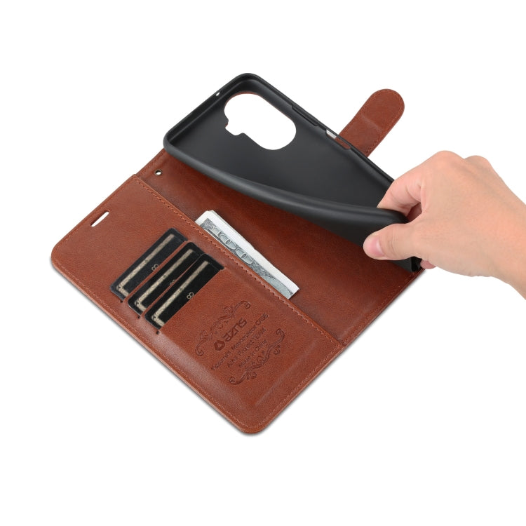 For Huawei Enjoy 50/Nova Y70/Nova Y70 Plus AZNS Sheepskin Texture Flip Leather Phone Case(Brown) by AZNS