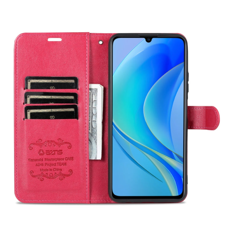 For Huawei Enjoy 50/Nova Y70/Nova Y70 Plus AZNS Sheepskin Texture Flip Leather Phone Case(Red) by AZNS