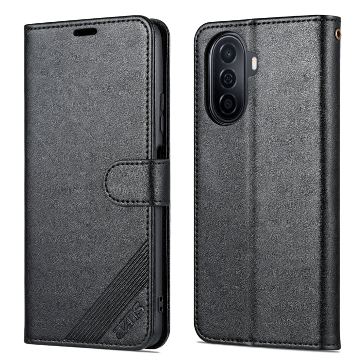 For Huawei Enjoy 50/Nova Y70/Nova Y70 Plus AZNS Sheepskin Texture Flip Leather Phone Case(Black) by AZNS