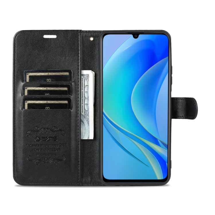 For Huawei Enjoy 50/Nova Y70/Nova Y70 Plus AZNS Sheepskin Texture Flip Leather Phone Case(Black) by AZNS