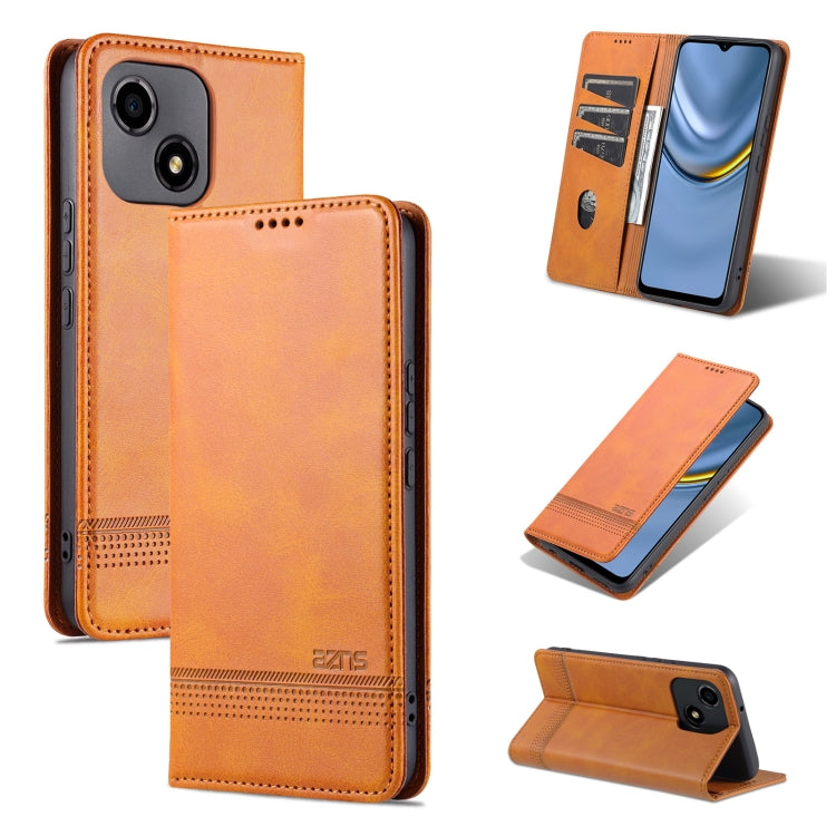 For Honor Play 30 AZNS Magnetic Calf Texture Flip Leather Phone Case(Light Brown) by AZNS