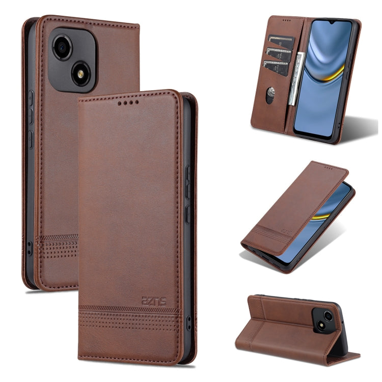 For Honor Play 30 AZNS Magnetic Calf Texture Flip Leather Phone Case(Dark Brown) by AZNS