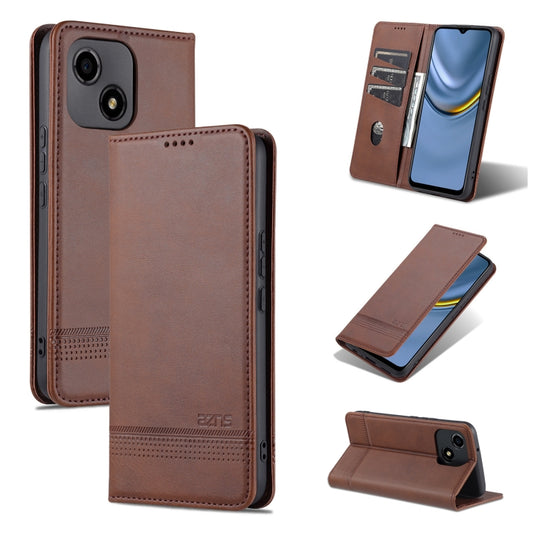 For Honor Play 30 AZNS Magnetic Calf Texture Flip Leather Phone Case(Dark Brown) by AZNS