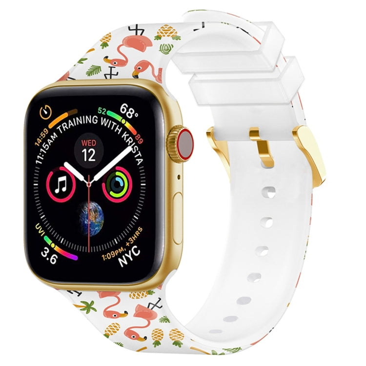 Square Buckle Color Printing Watch Band For Apple Watch Ultra 49mm&Watch Ultra 2 49mm / Series 9&8&7 45mm / SE 3&SE 2&6&SE&5&4 44mm / 3&2&1 42mm(Flamingo 2) by bashfashion