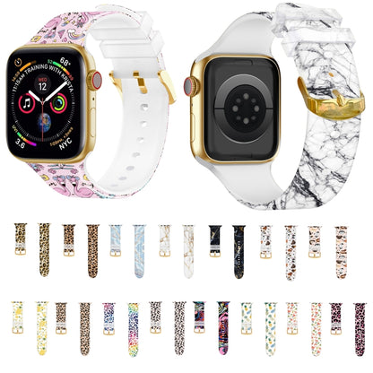 Square Buckle Color Printing Watch Band For Apple Watch Ultra 49mm&Watch Ultra 2 49mm / Series 9&8&7 45mm / SE 3&SE 2&6&SE&5&4 44mm / 3&2&1 42mm(Marble 2) by bashfashion