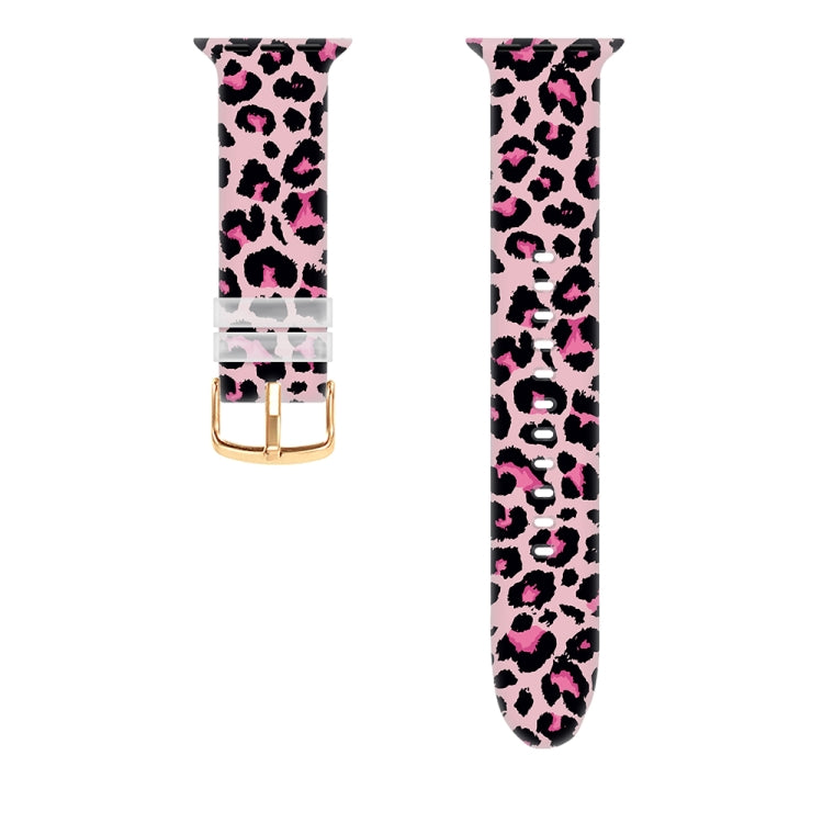 Square Buckle Color Printing Watch Band For Apple Watch Series 9&8&7 41mm / SE 3&SE 2&6&SE&5&4 40mm / 3&2&1 38mm(Leopard 1) by bashfashion