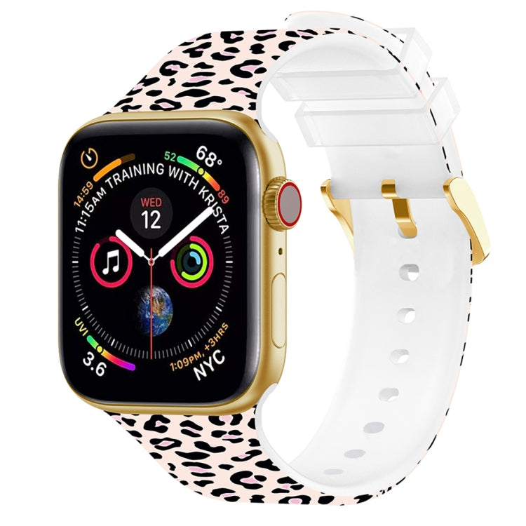 Square Buckle Color Printing Watch Band For Apple Watch Series 9&8&7 41mm / SE 3&SE 2&6&SE&5&4 40mm / 3&2&1 38mm(Leopard 3) by bashfashion