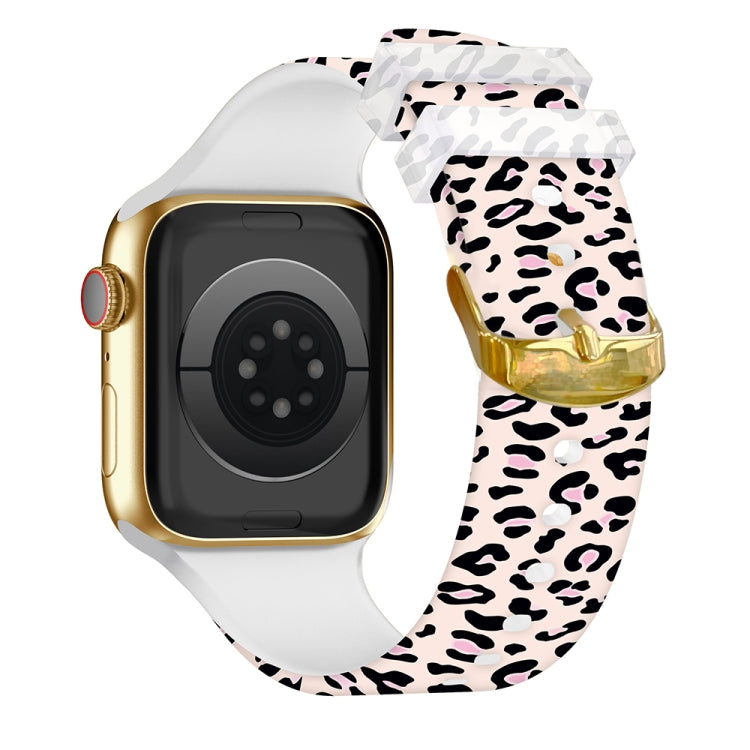 Square Buckle Color Printing Watch Band For Apple Watch Series 9&8&7 41mm / SE 3&SE 2&6&SE&5&4 40mm / 3&2&1 38mm(Leopard 3) by bashfashion