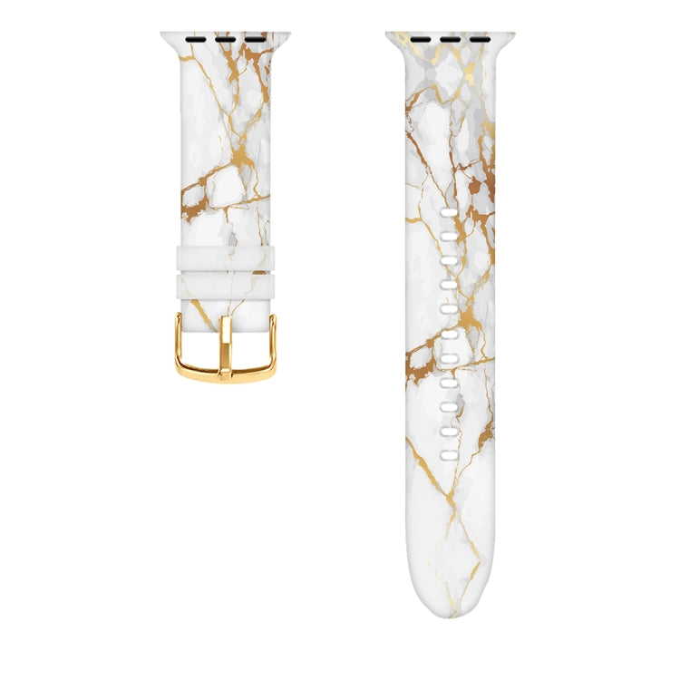 Square Buckle Color Printing Watch Band For Apple Watch Series 9&8&7 41mm / SE 3&SE 2&6&SE&5&4 40mm / 3&2&1 38mm(Marble 1) by bashfashion