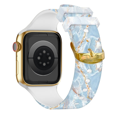 Square Buckle Color Printing Watch Band For Apple Watch Series 9&8&7 41mm / SE 3&SE 2&6&SE&5&4 40mm / 3&2&1 38mm(Marble 2) by bashfashion