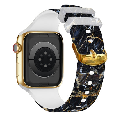 Square Buckle Color Printing Watch Band For Apple Watch Series 9&8&7 41mm / SE 3&SE 2&6&SE&5&4 40mm / 3&2&1 38mm(Marble 3) by bashfashion