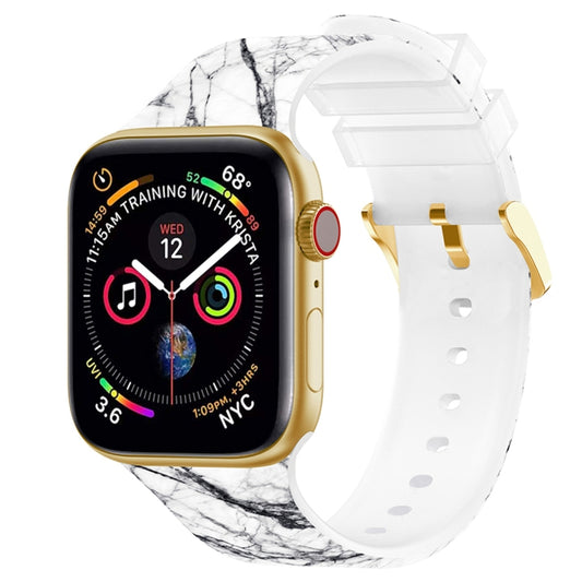 Square Buckle Color Printing Watch Band For Apple Watch Series 9&8&7 41mm / SE 3&SE 2&6&SE&5&4 40mm / 3&2&1 38mm(Marble 4) by bashfashion